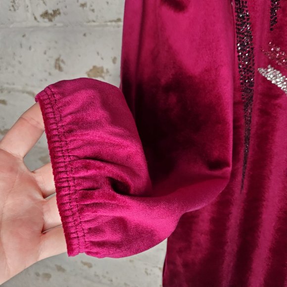 VINTAGE Lisanne 60s 70a Mini Velour Dress Wine Burgandy - Picture 4 of 16